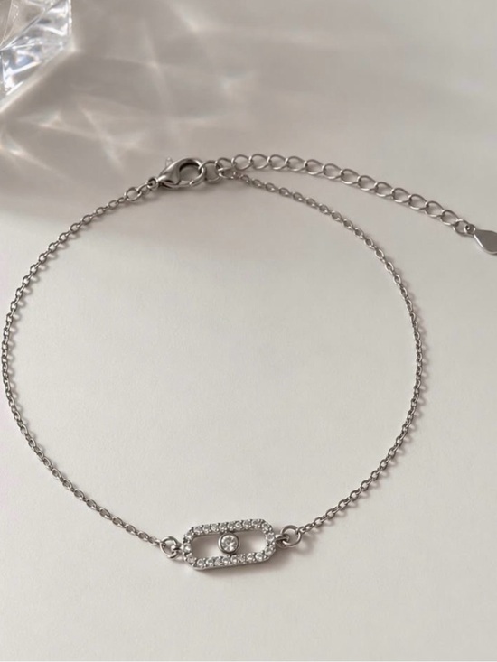 Anthropologie Jewelry - Silver Crystal Oval Link Bracelet